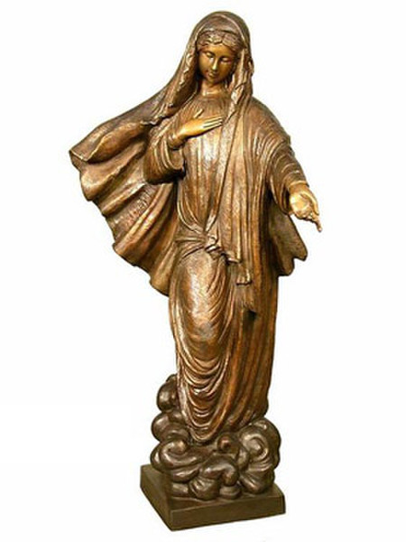 Madonna Antique Bronze 33 Inch High Mother Mary Virgin Statue Religious